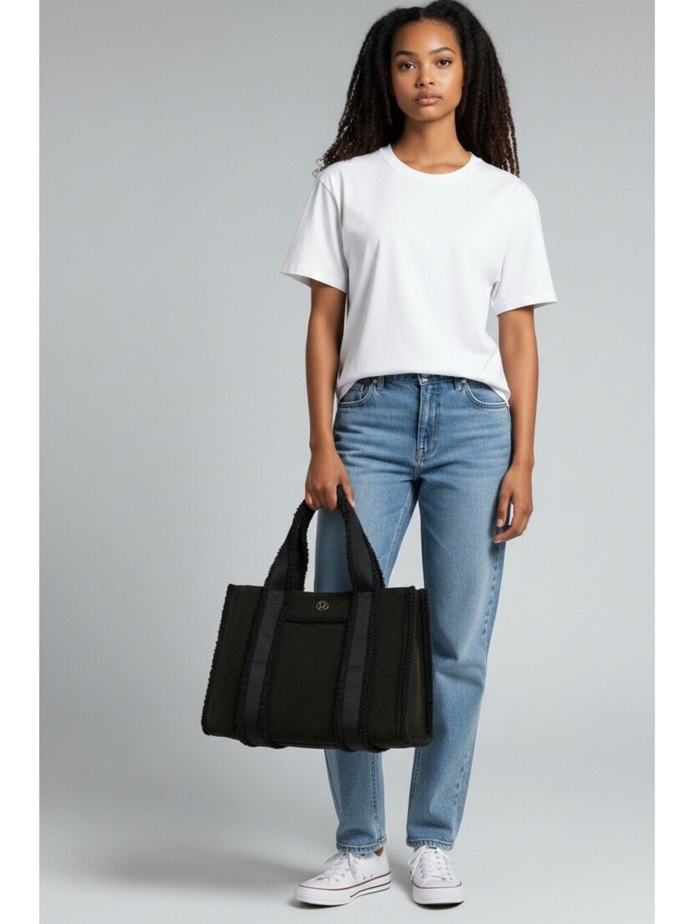 Lululemon Boxy Tote with Faux Shearling Trims Black